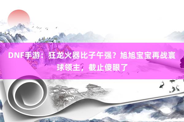 DNF手游：狂龙火器比子午强？旭旭宝宝再战寰球领主，截止傻眼了