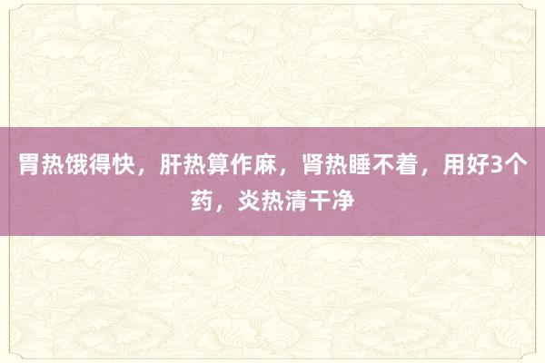 胃热饿得快，肝热算作麻，肾热睡不着，用好3个药，炎热清干净