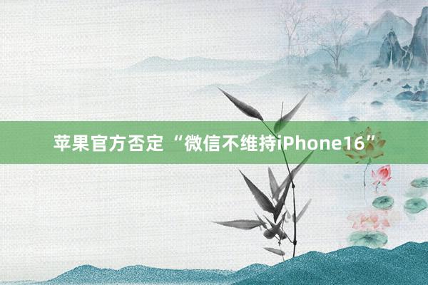 苹果官方否定 “微信不维持iPhone16”