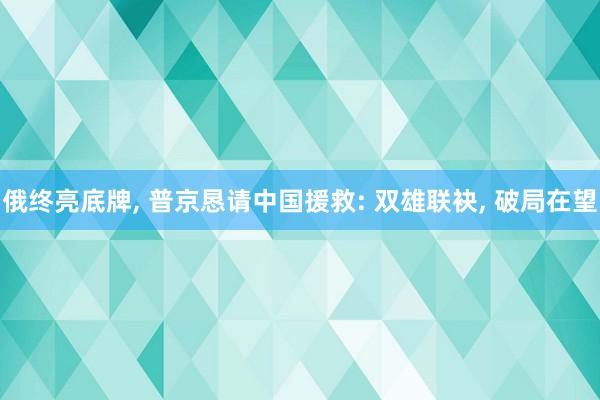 俄终亮底牌, 普京恳请中国援救: 双雄联袂, 破局在望